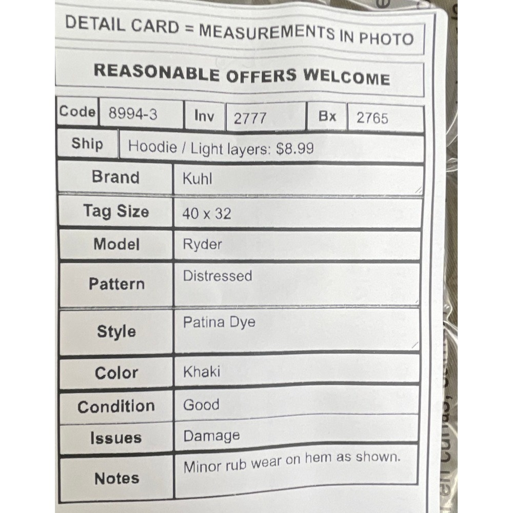 Kuhl Mens 40x32 Ryder Pants Khaki Patina Dye Distressed Outdoor Hiking Workwear - Picture 3 of 16